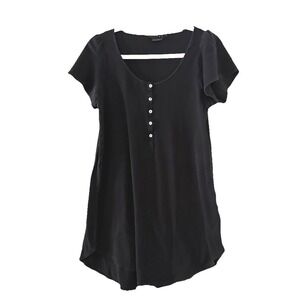 Hatch Maternity Soft Pointelle Nightgown Sleep Shirt Sz 1 Black Nursing Buttons